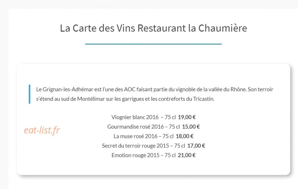La Chaumière — carte page 3