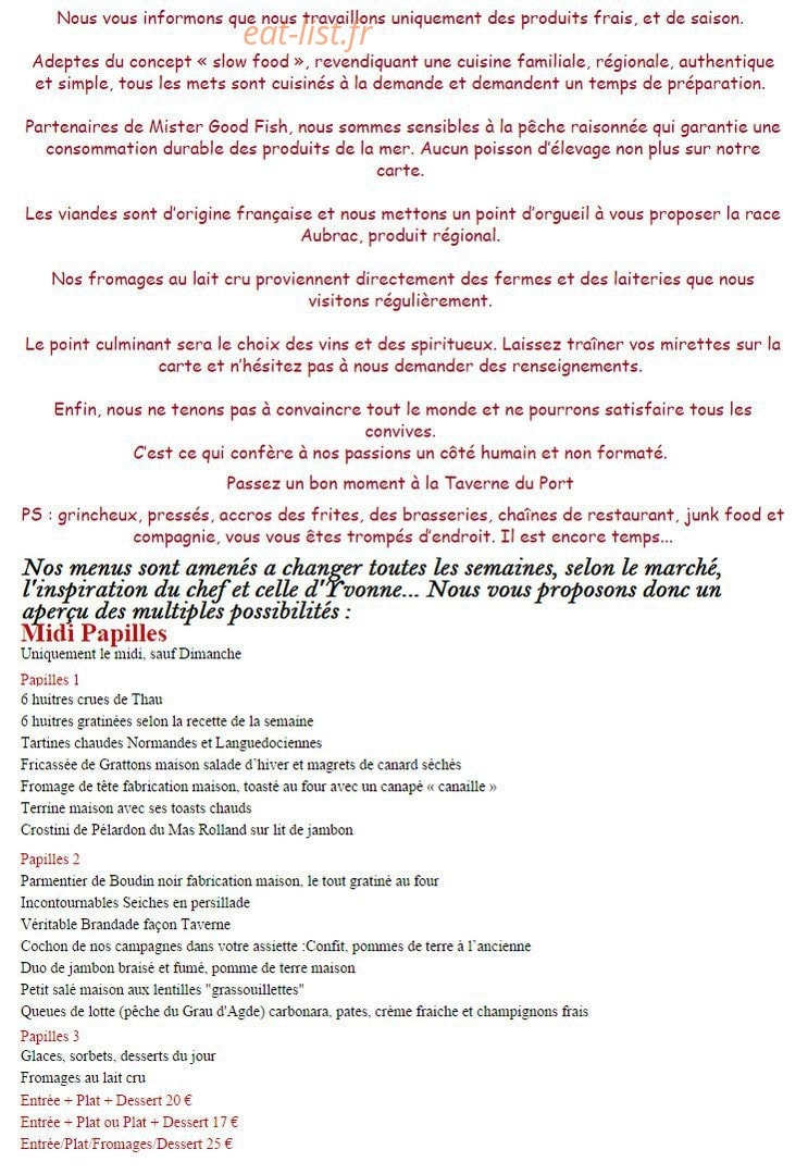 La Taverne du Port — carte page 11