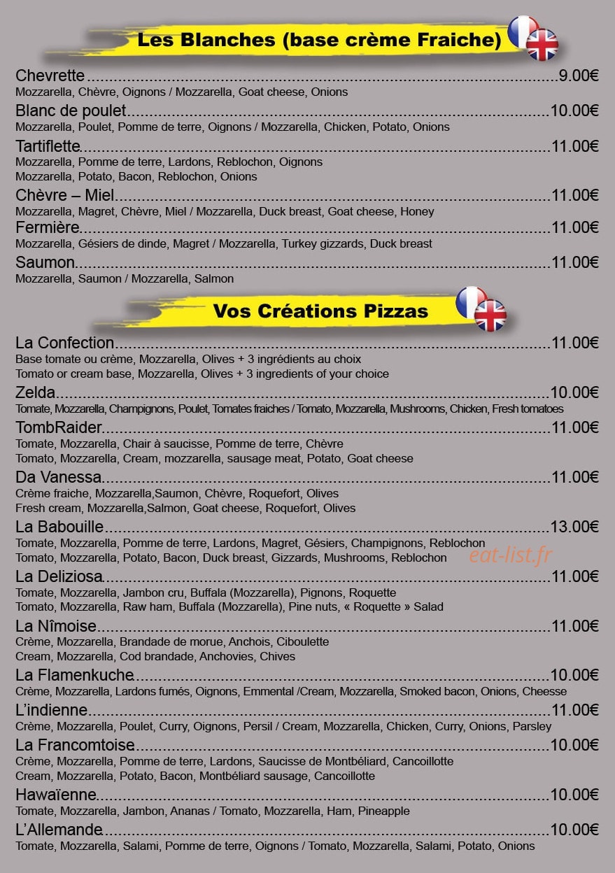 Pizza de l'âtre — carte page 3