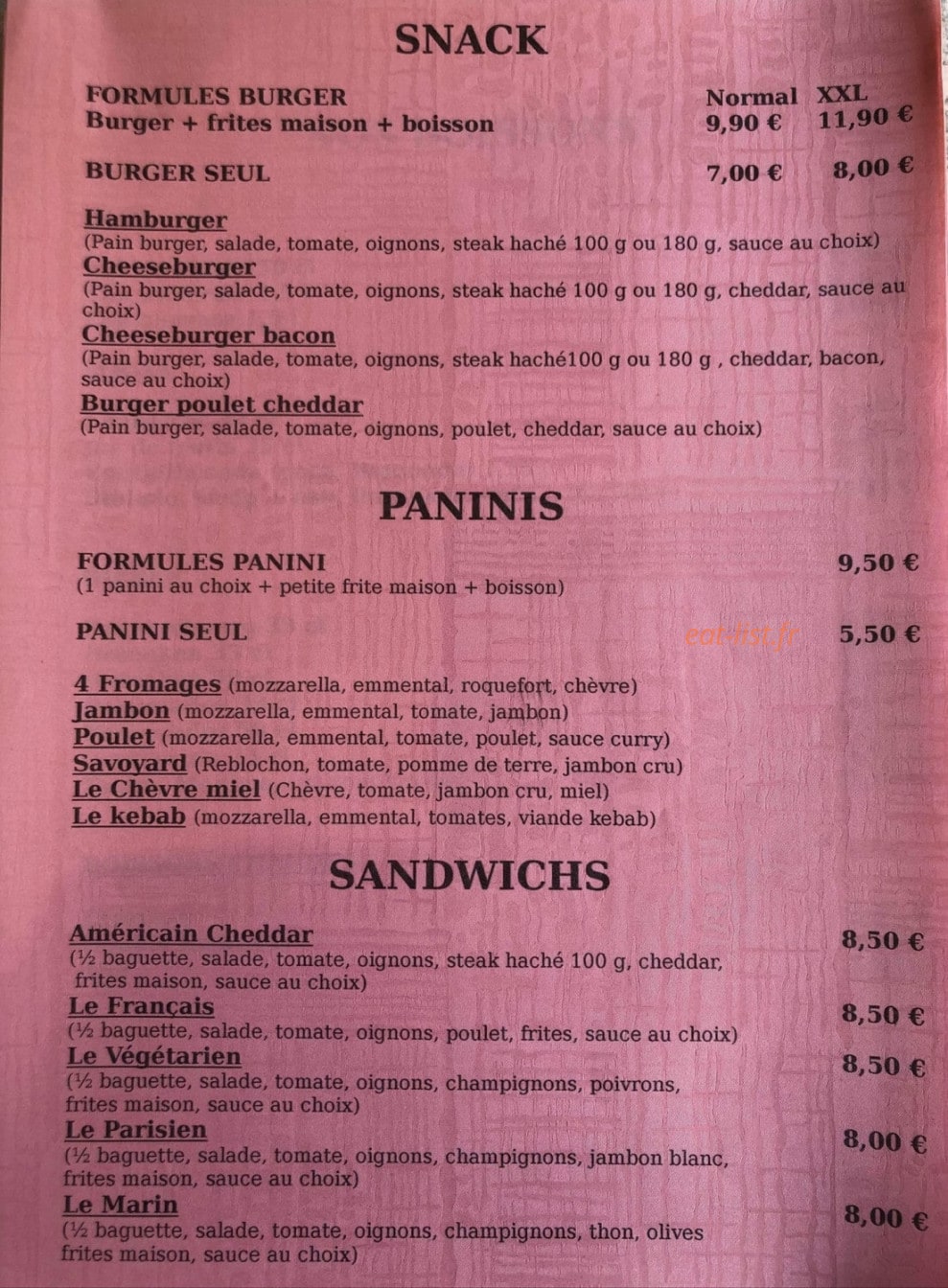 Le Gambetta — carte page 1