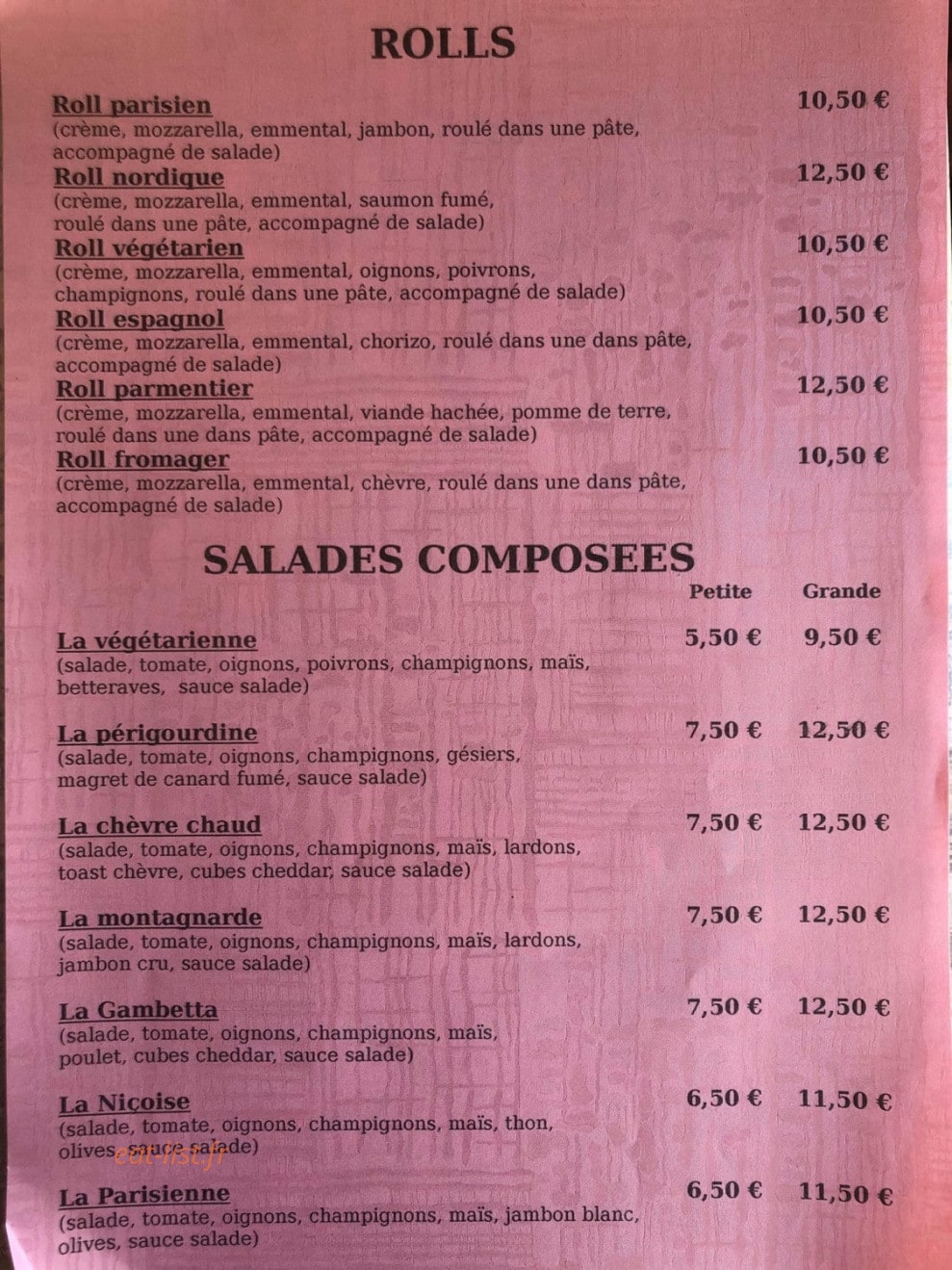 Le Gambetta — carte page 2
