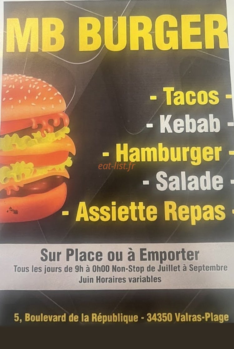 Mb burger — carte page 1