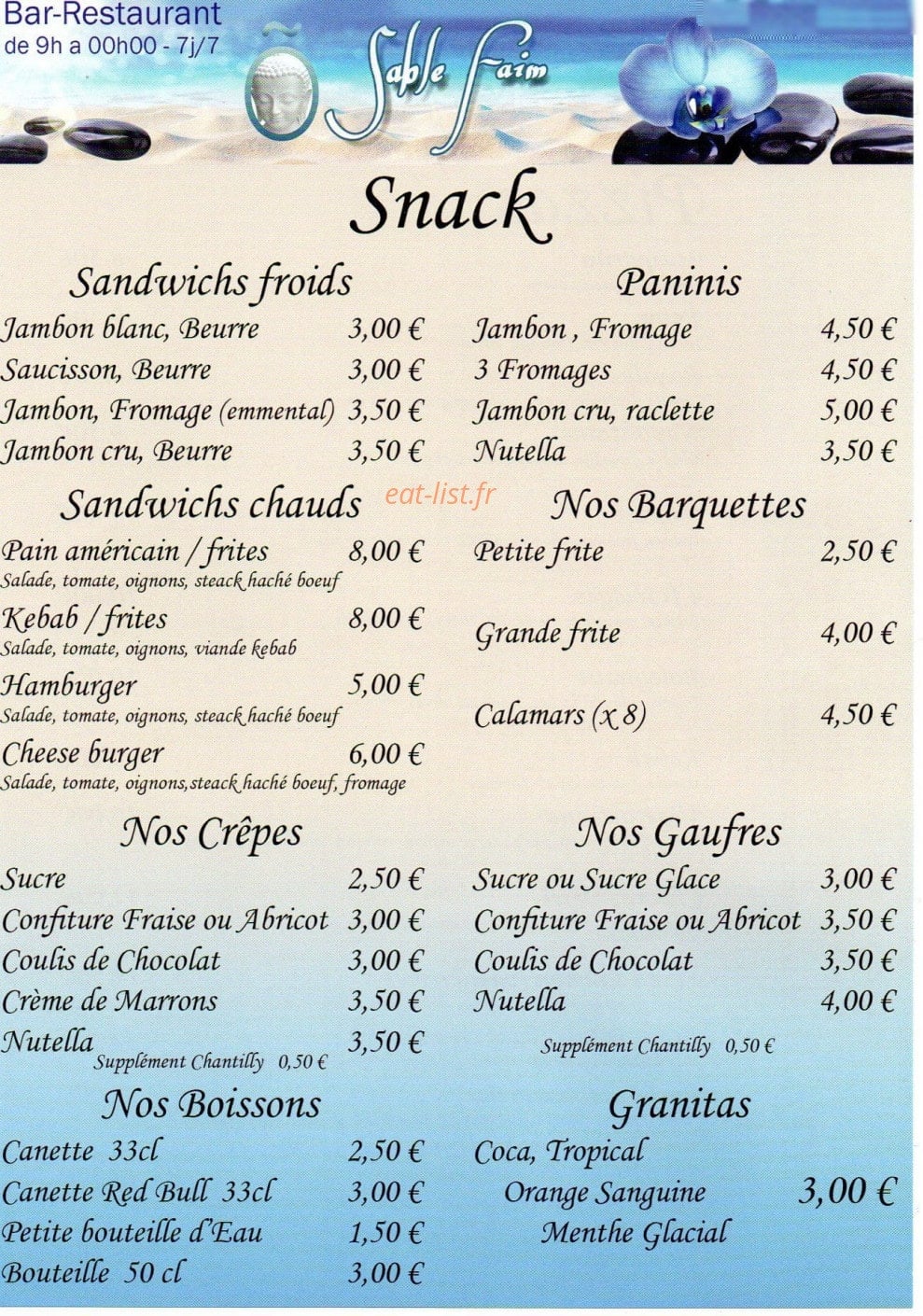 Õ Sable Faim — carte page 1