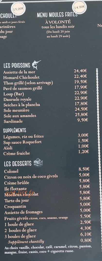La Table du Pêcheur — carte page 2