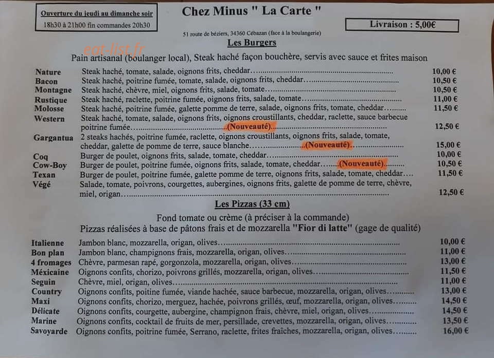 Chez Minus — carte page 2