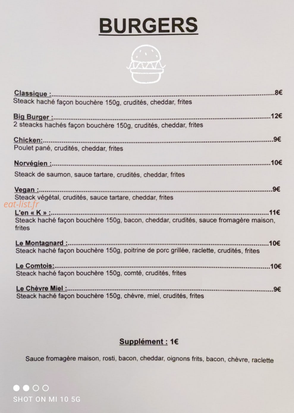 Snack l'en'k — carte page 1