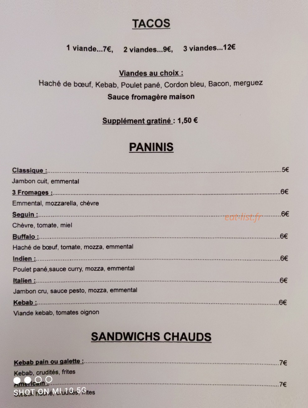Snack l'en'k — carte page 2