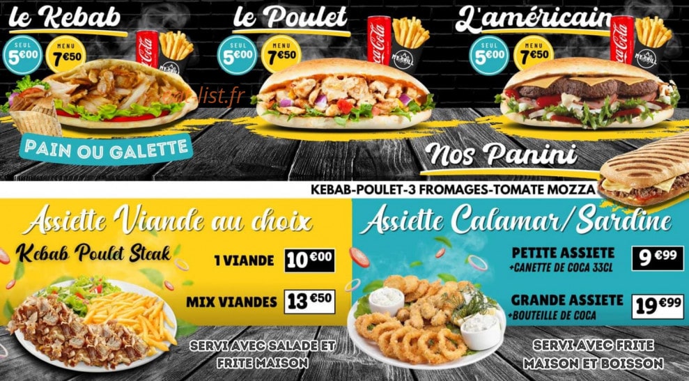 Carte et menu de My Grill à Cazouls les Beziers — Les sandwichs et assiettes