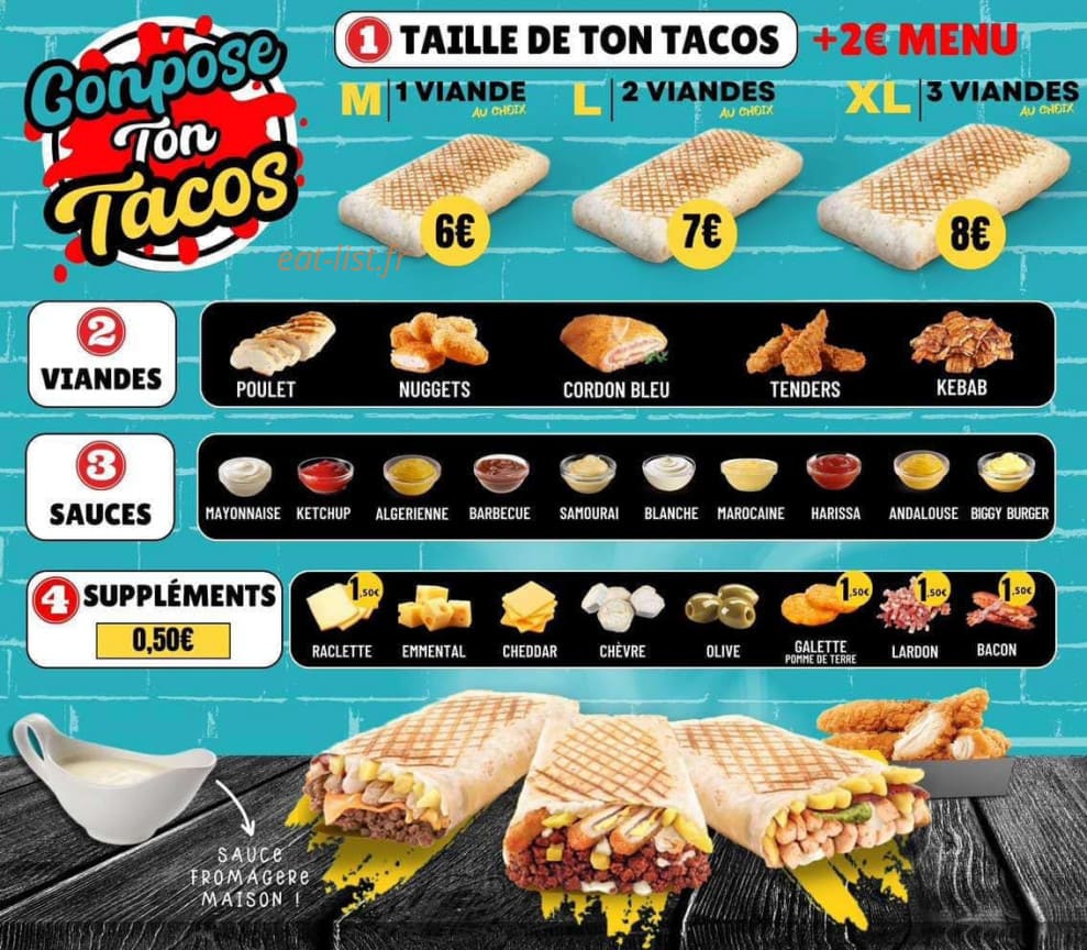 Carte et menu de My Grill à Cazouls les Beziers — Tacos personnalisé