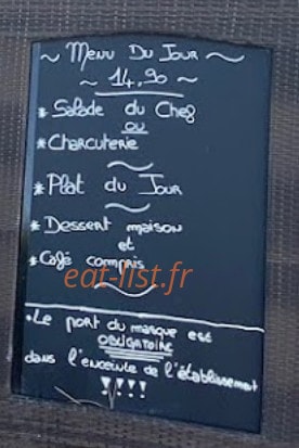 Carte et menu de Le Zinc Creissan à Creissan — Exemple de menu