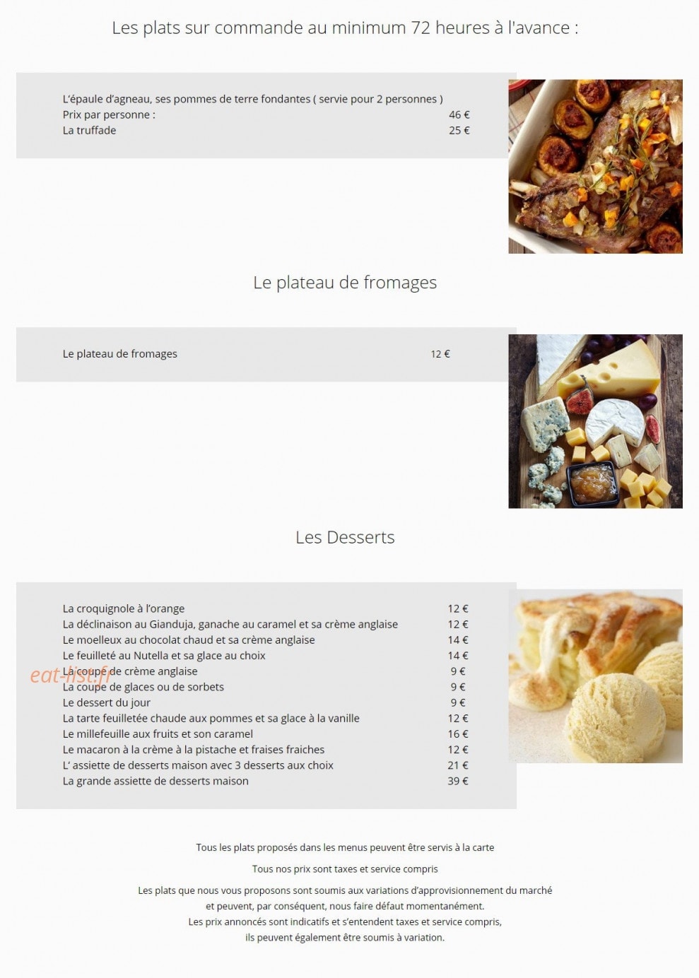Auberge de Saugras — carte page 3