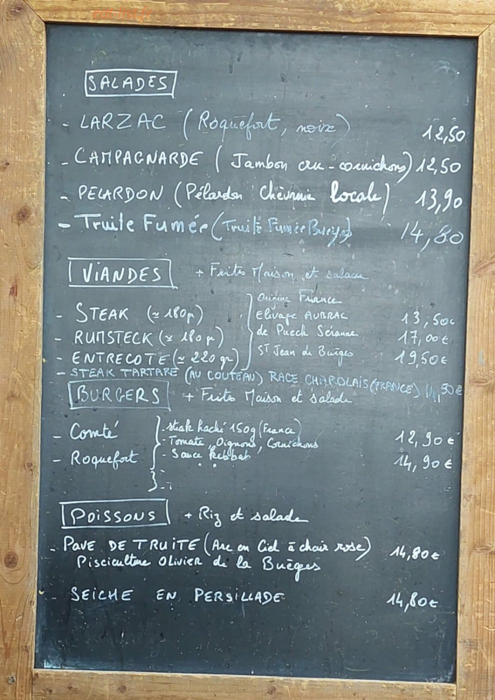 Bar du Château — carte page 1
