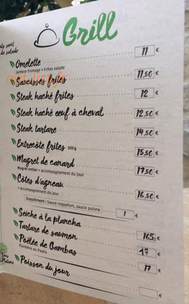Carte et menu de Sous le platane à Saint Martin de Londres — Le grill