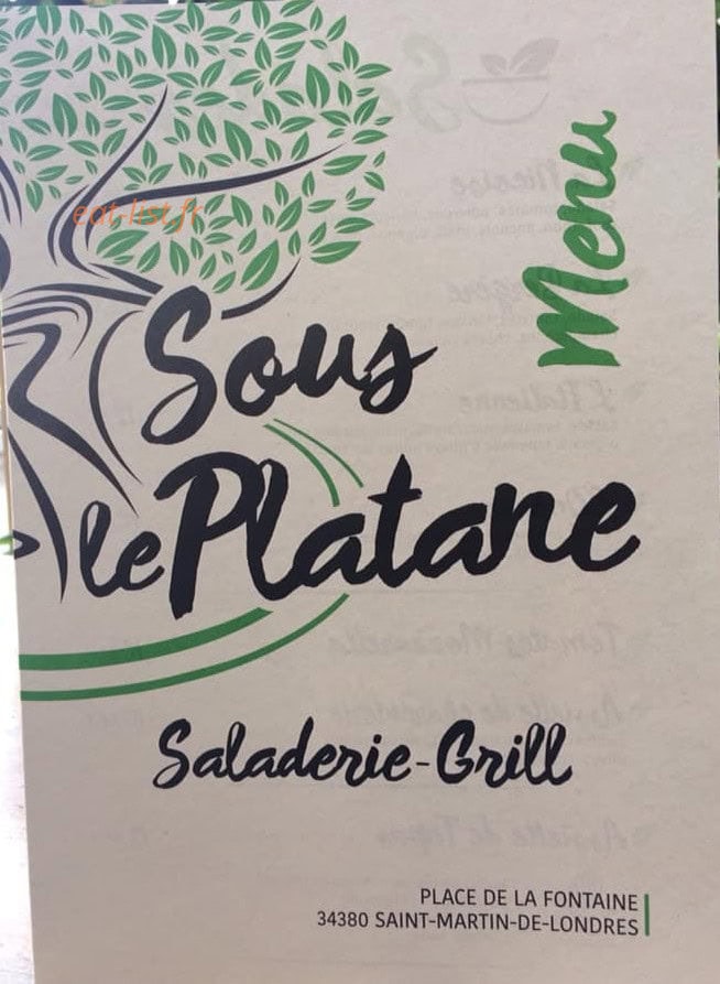 Carte et menu Sous le platane Saint Martin de Londres