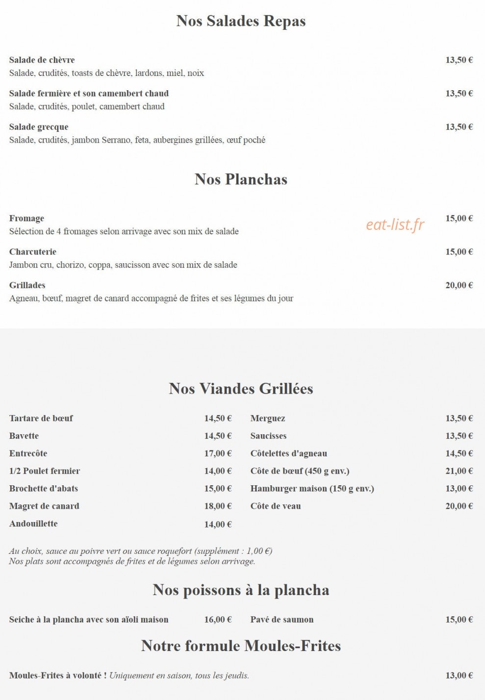 Tony Pizza — carte page 1