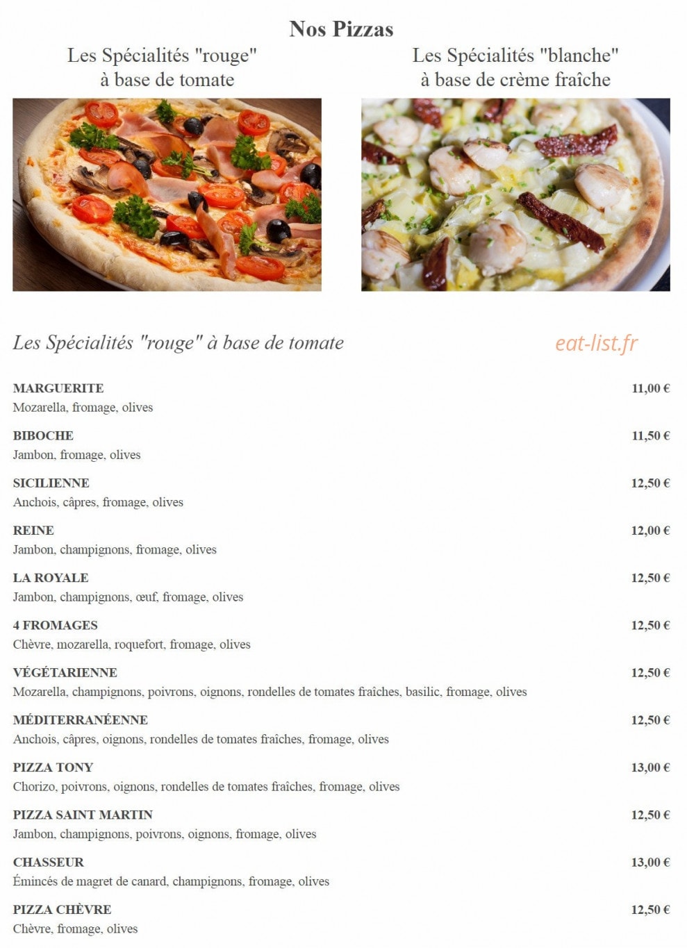 Tony Pizza — carte page 2