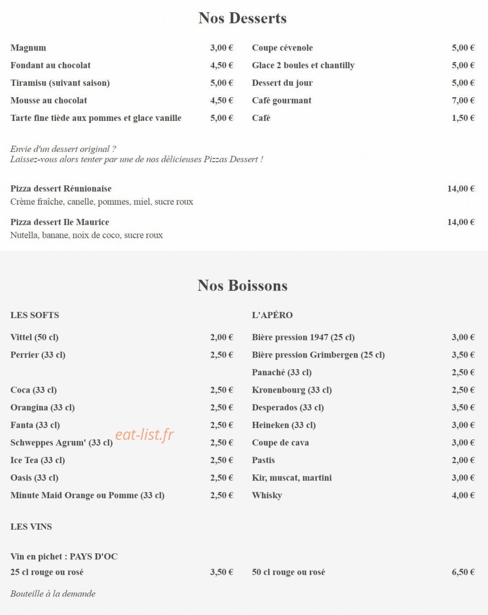 Tony Pizza — carte page 5