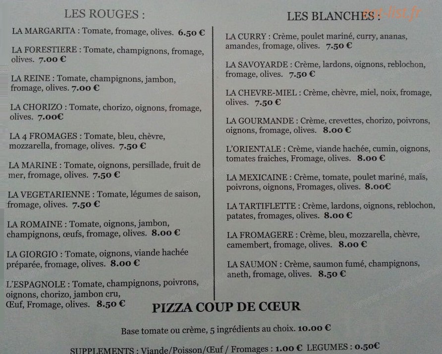 Pizza Chez Vinc's — carte page 3