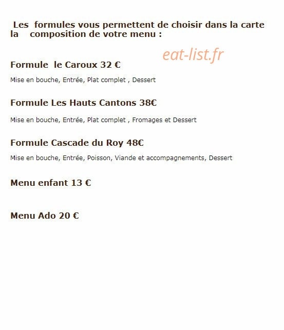 Auberge de Mauroul — carte page 1