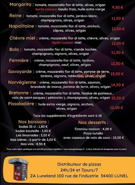Ambiance Pizza — carte page 4