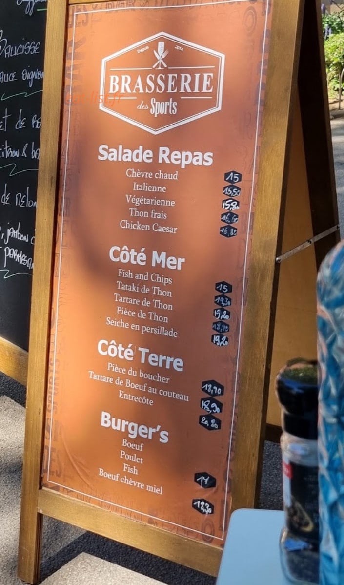 Brasserie des Sports — carte page 1