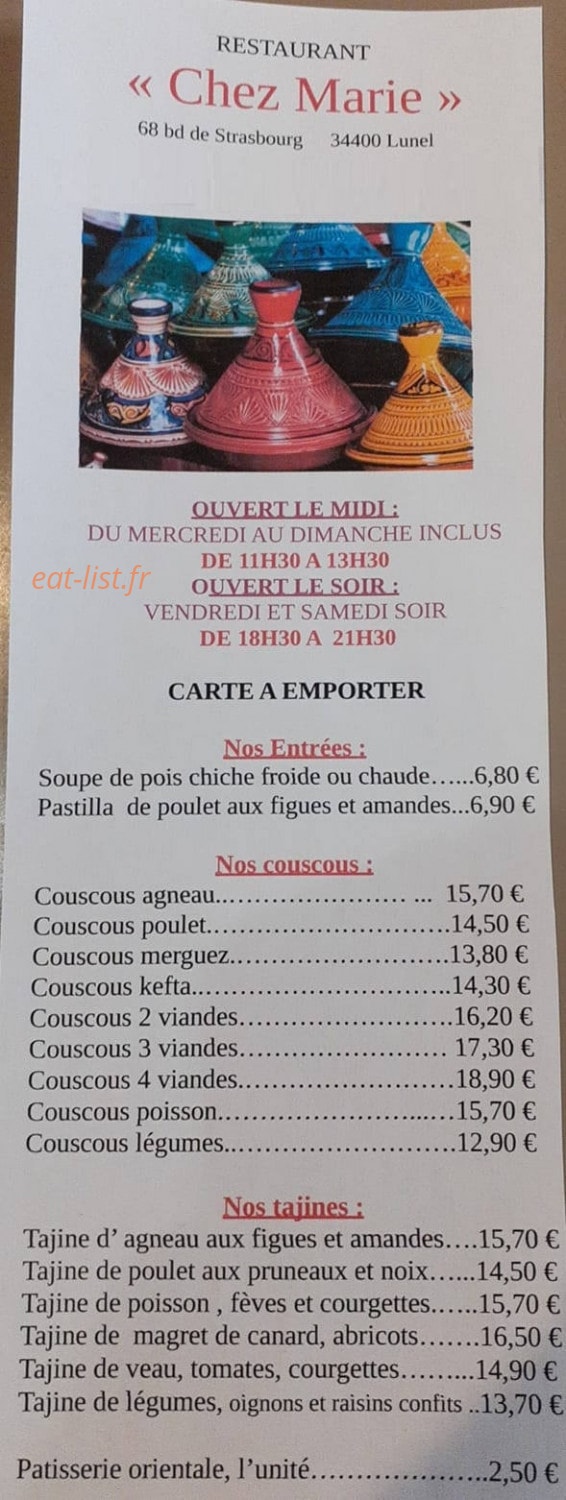 Chez Marie — carte page 1