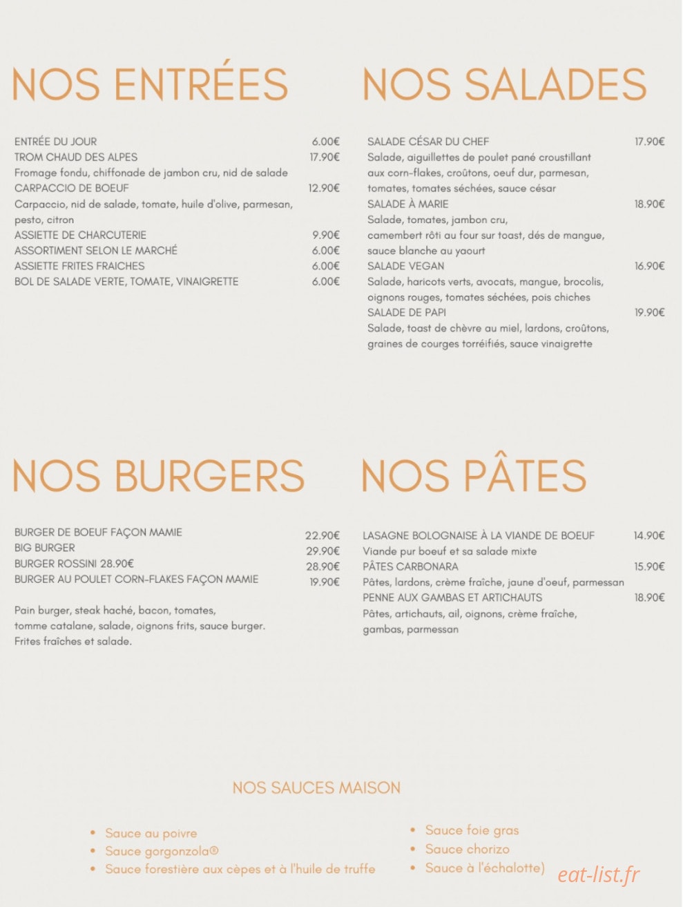La Cantine a Mamie — carte page 1