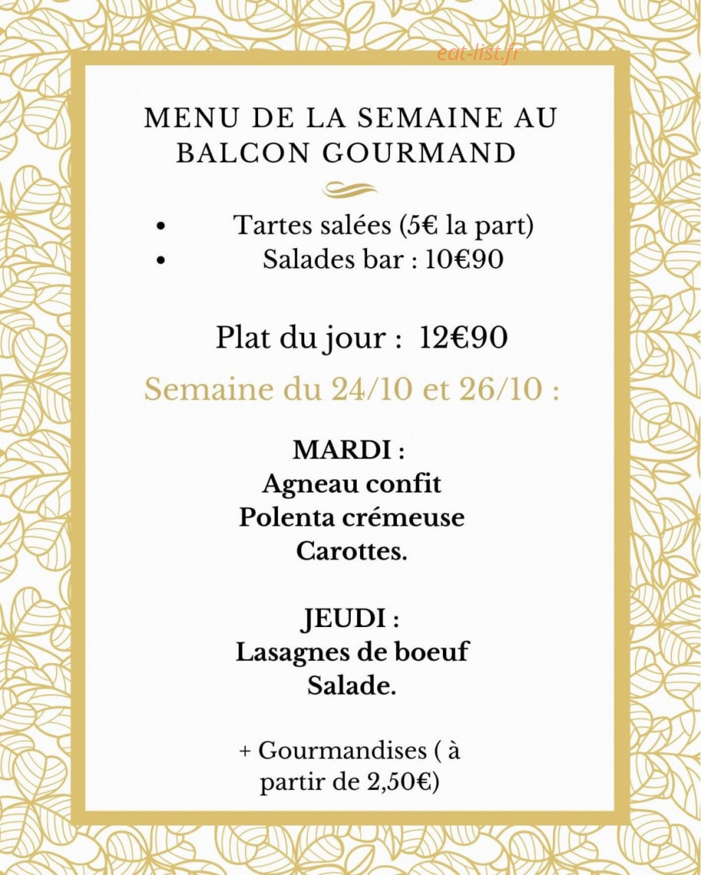 Le B.alcon Gourmand — carte page 1
