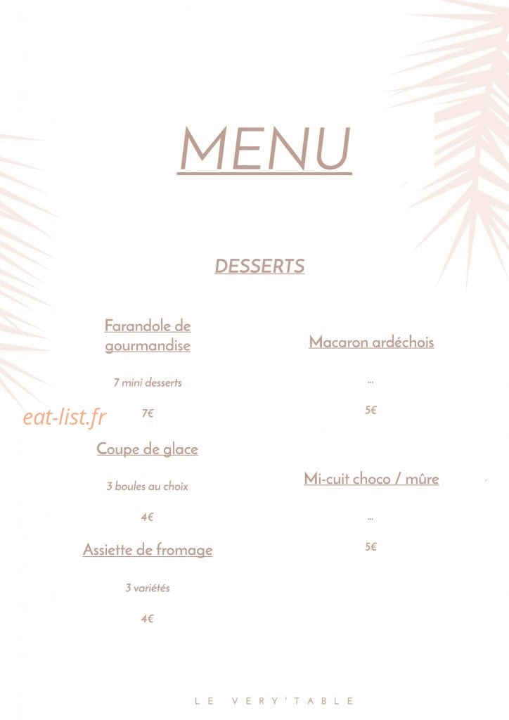 Le Very'Table — carte page 3