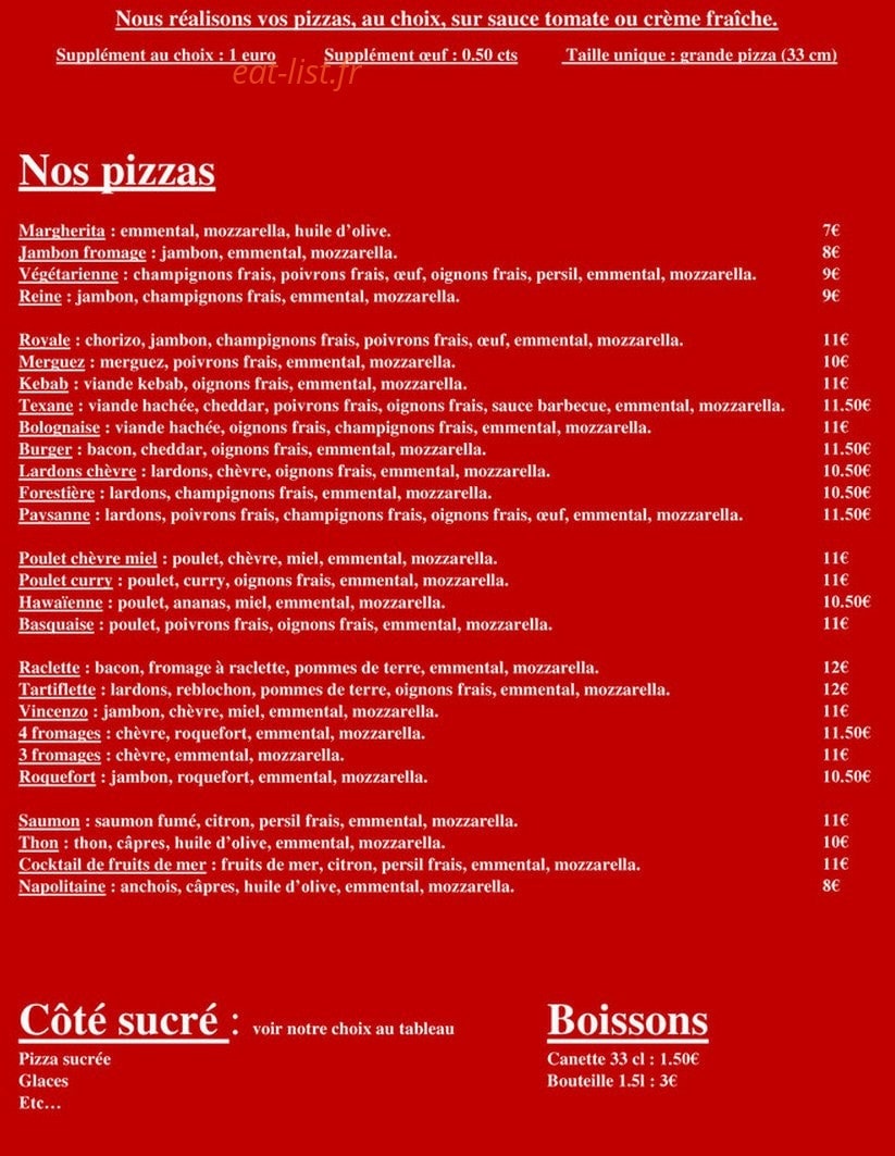 Little Italy Pizza lunel — carte page 1