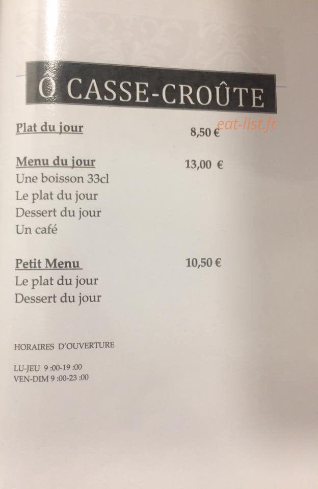 Ô Casse-Croûte — carte page 1
