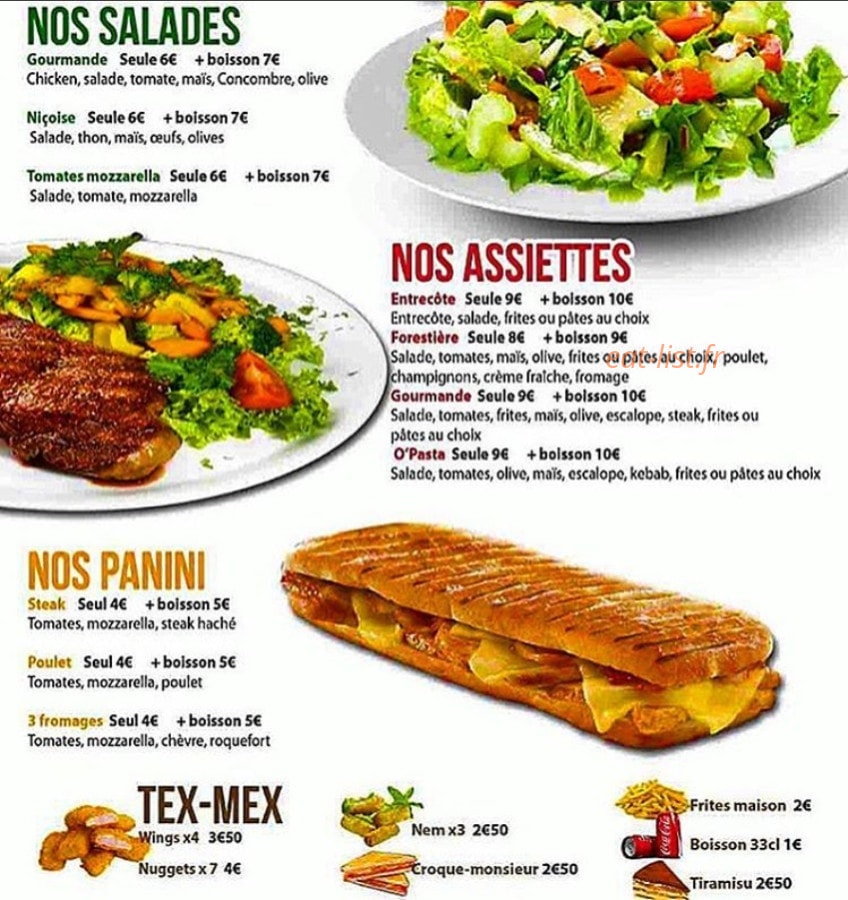 O’Pasta — carte page 2