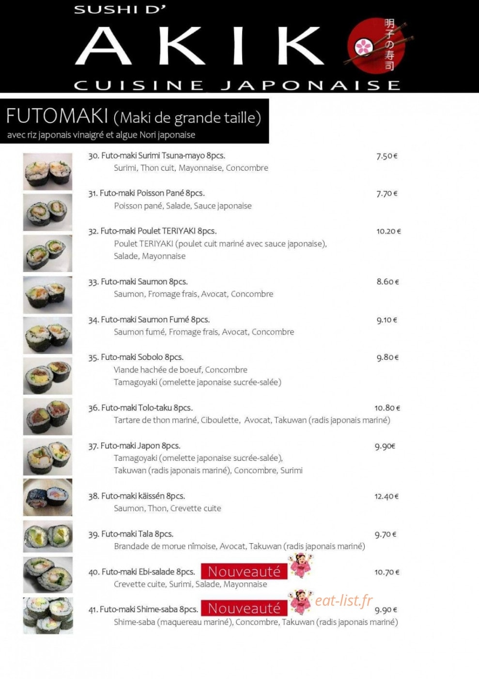 Sushi d'Akiko — carte page 2