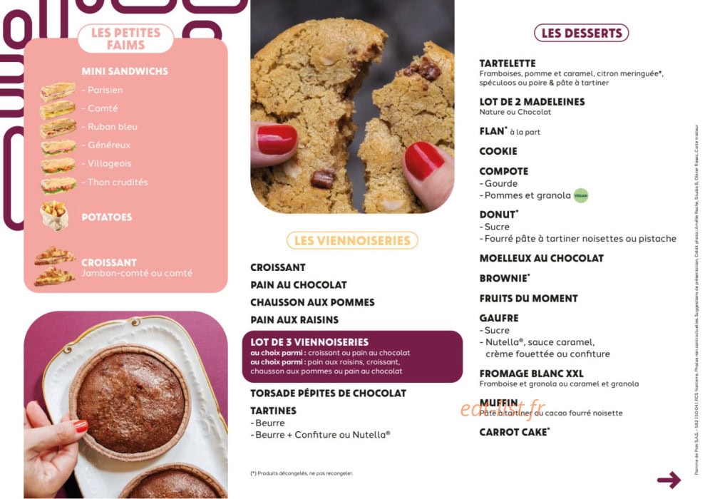 Carte et menu de Pomme de Pain à Villetelle — Petites faims, viennoiseries...