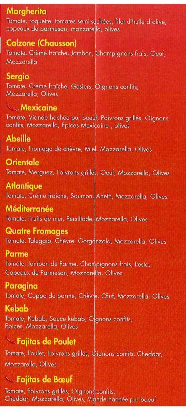 Pizza Atina — carte page 2