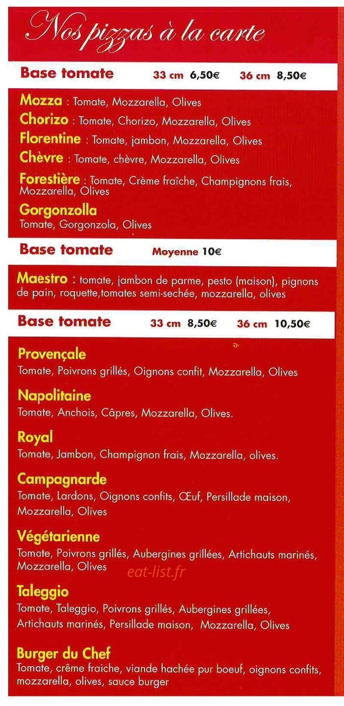 Pizza Atina — carte page 1