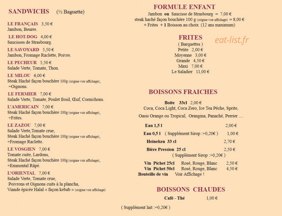 Chez Milou — carte page 4