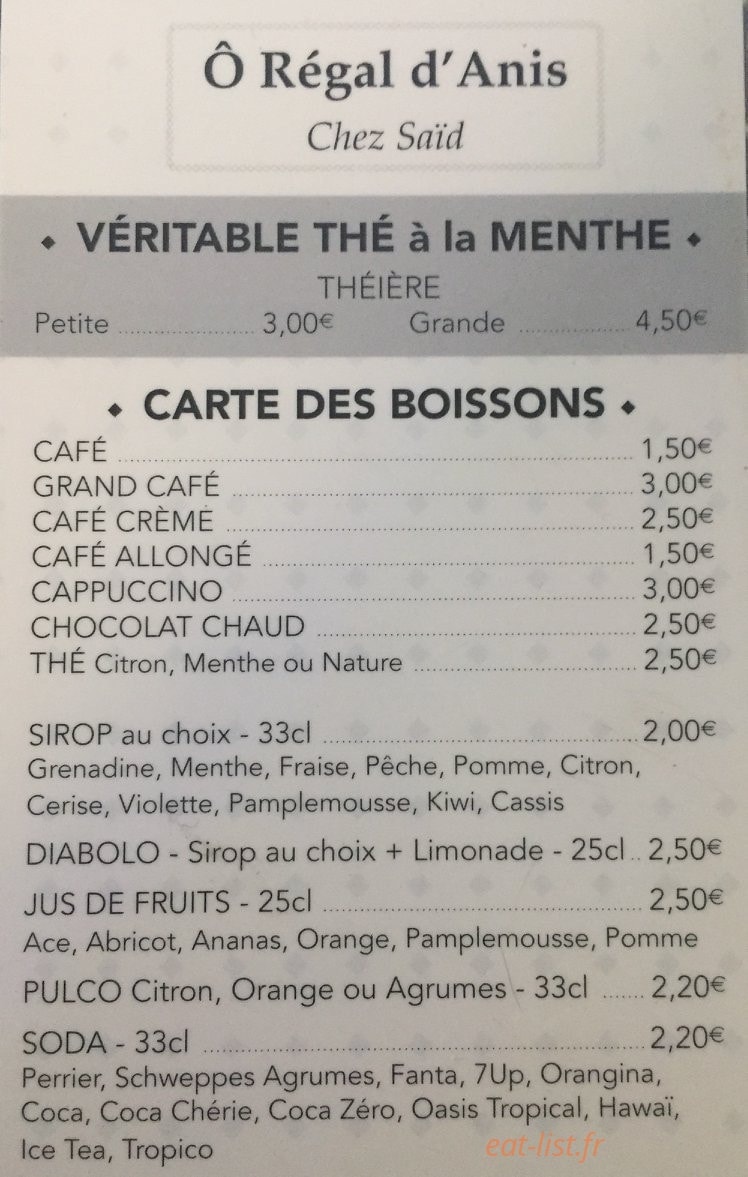 Ô régal d'Anis — carte page 5