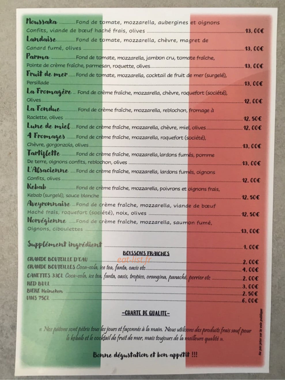 Papa Pizza — carte page 2