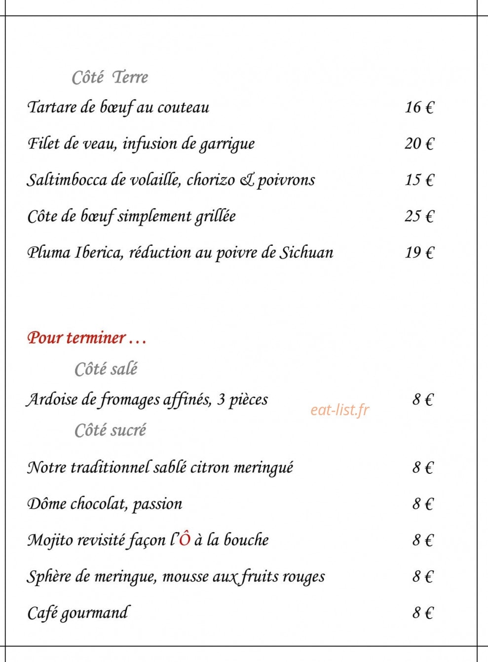 L'Ô a la Bouche — carte page 3