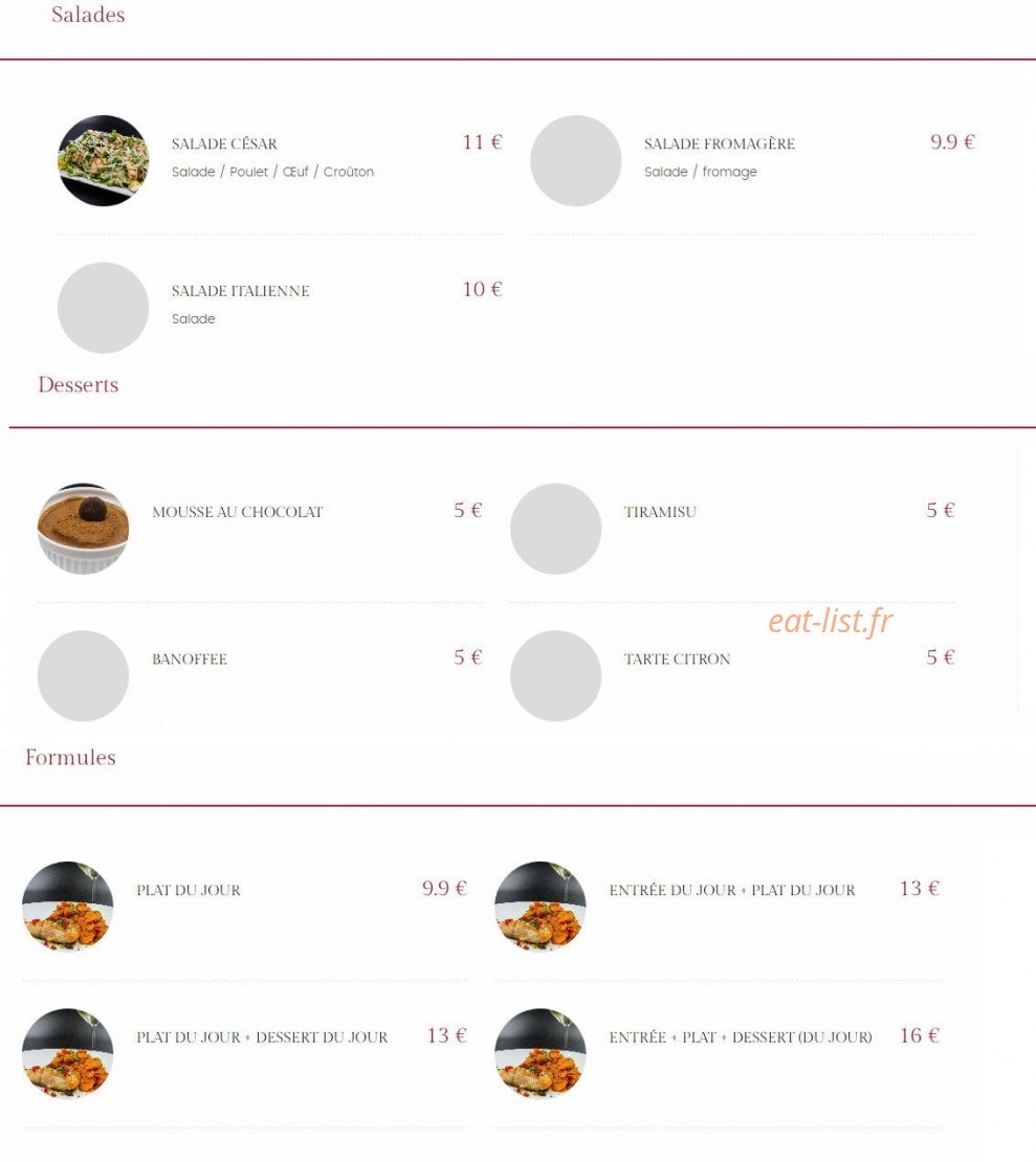 La Carafe — carte page 2