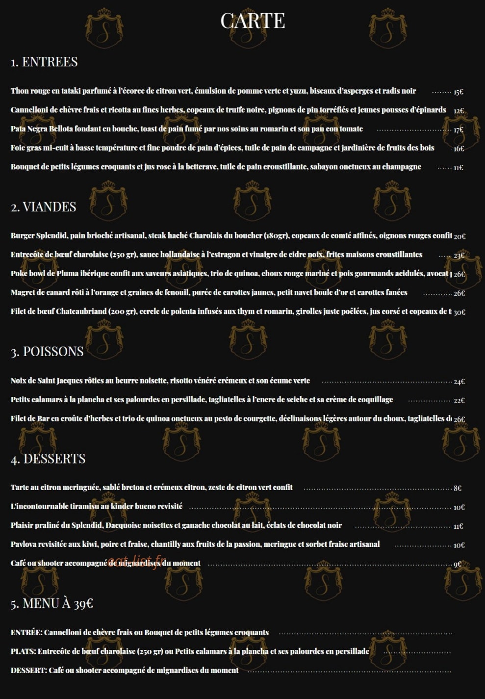 Le Splendid — carte page 1