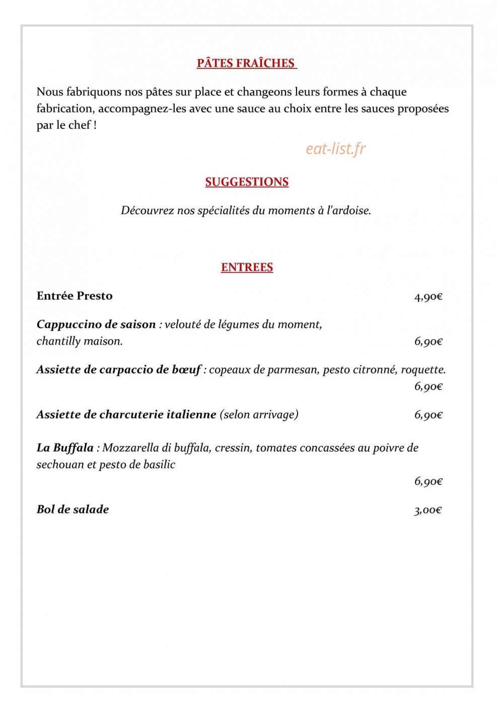 Poz'Pasta — carte page 6