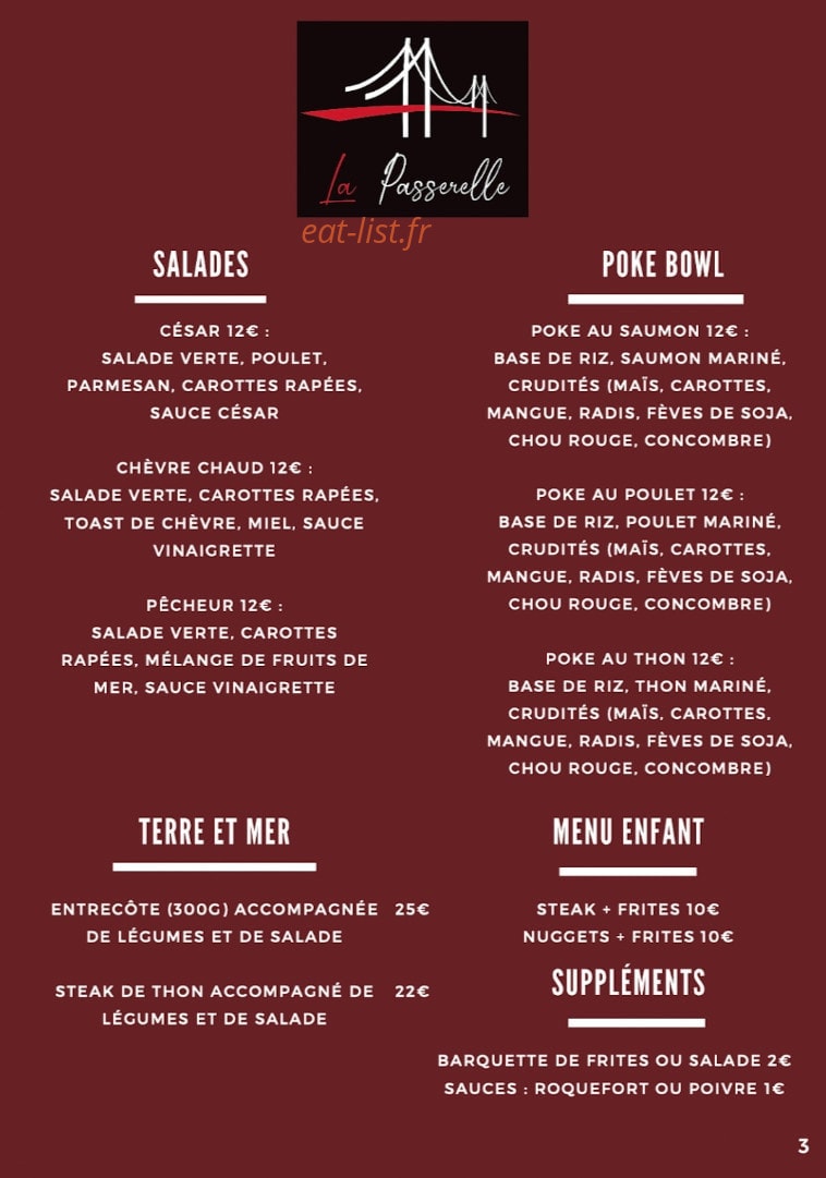 La Passerelle — carte page 2