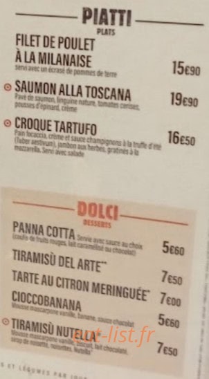 Caffe del Arte — carte page 2