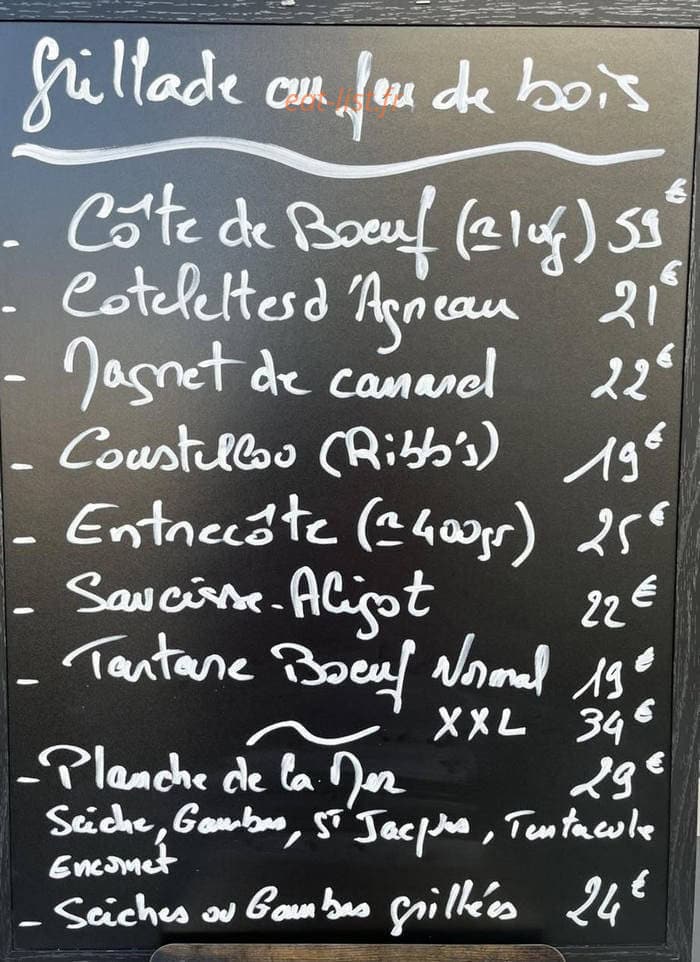 Carte et menu de Le Patio Massimo à Nissan Lez Enserune — Exemple de menu