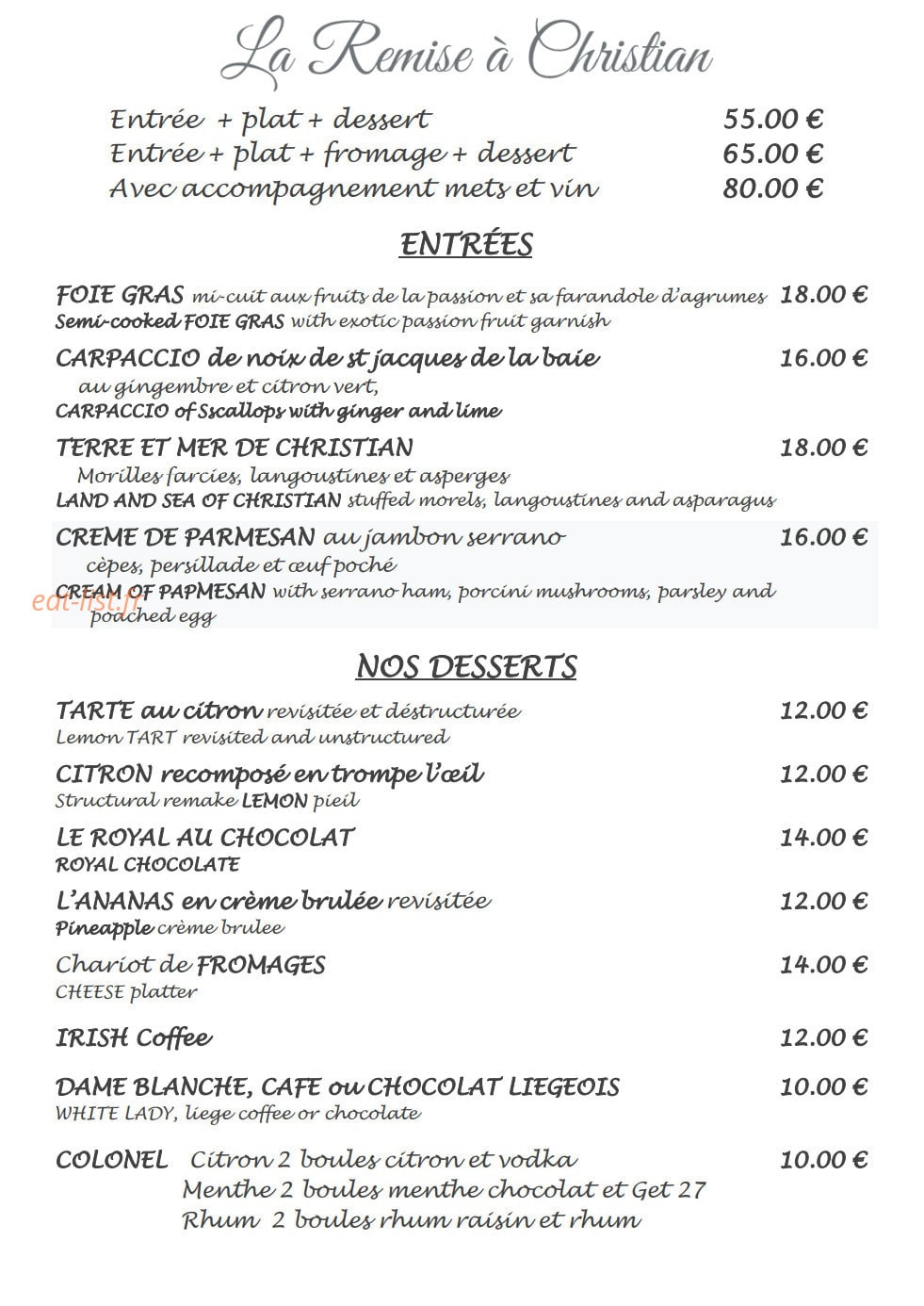La remise à Christian — carte page 1