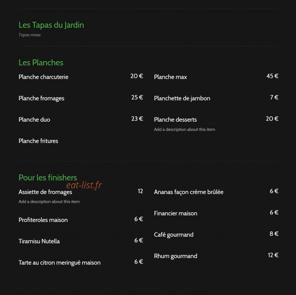 Le Jardin — carte page 2