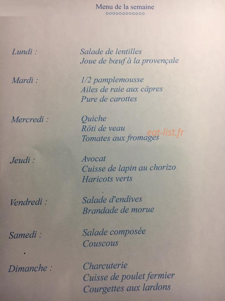 Carte et menu de Les Délices de Thau à Vias — Le menu de la semaine