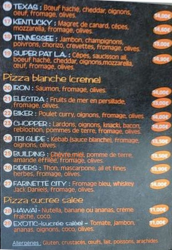 Pat'Pizza — carte page 3
